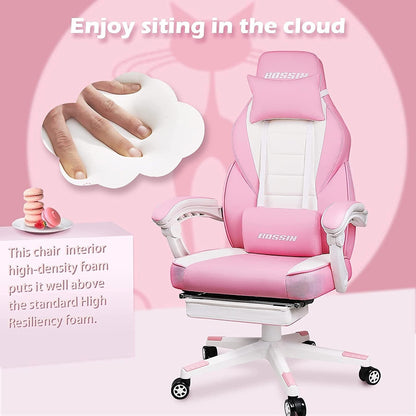 Chaise de jeu de style course BOSSIN, chaise de jeu grande et grande de 300 lb, chaise d'ordinateur à dossier haut