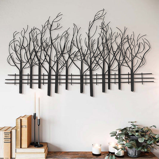 Décoration murale en métal noir Champ d'arbres