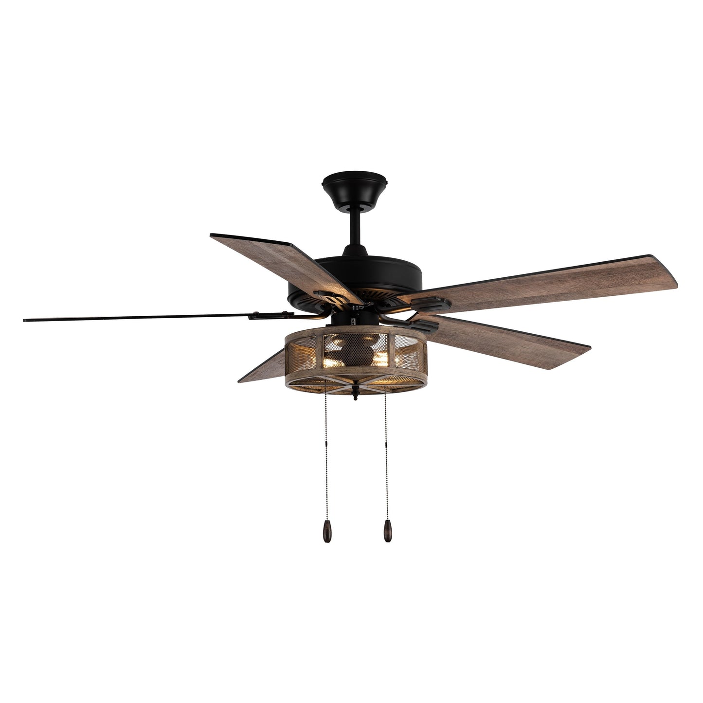 Ventilateur de plafond LED de style ferme en métal brossé Carbon Loft 52
