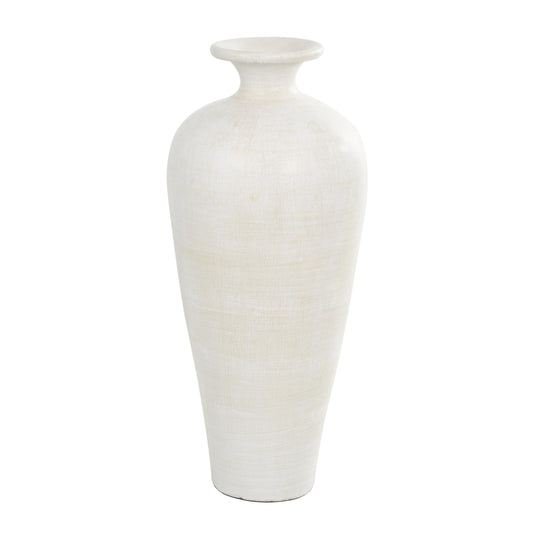 Grand vase décoratif de sol en céramique de forme amphore - Blanc - Roche River Decor