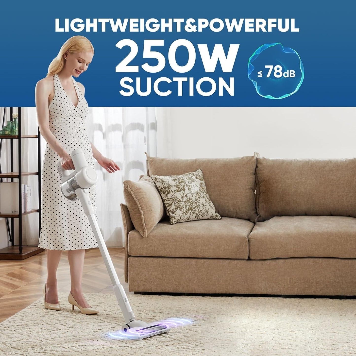 Aspirateur balai sans fil 3 en 1, léger pour tapis, sols durs, poils d'animaux et nettoyage de la maison