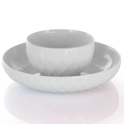 Service de table Elama Sienna 18 pièces en grès blanc