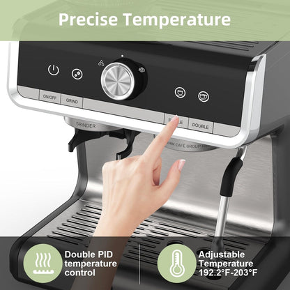 Cafetière expresso avec moulin, réservoir d'eau de 2,8 L