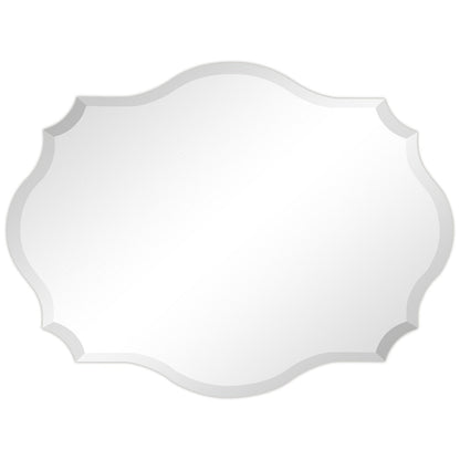 Miroir mural festonné élégant, oblong et biseauté, sans cadre