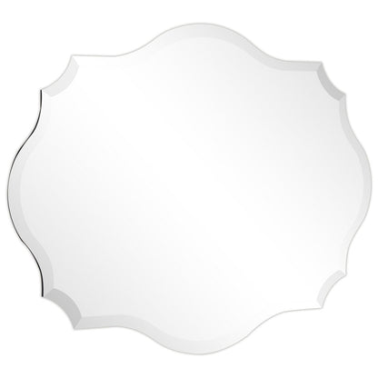 Miroir mural festonné élégant, oblong et biseauté, sans cadre
