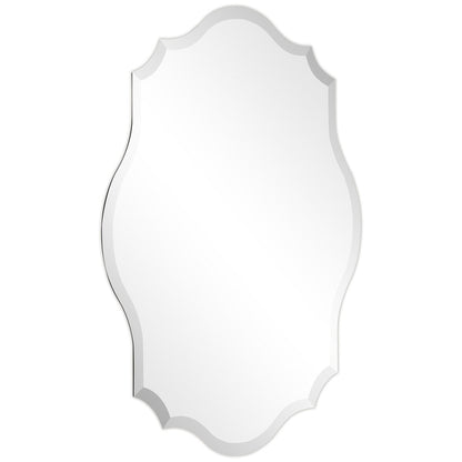 Miroir mural festonné élégant, oblong et biseauté, sans cadre