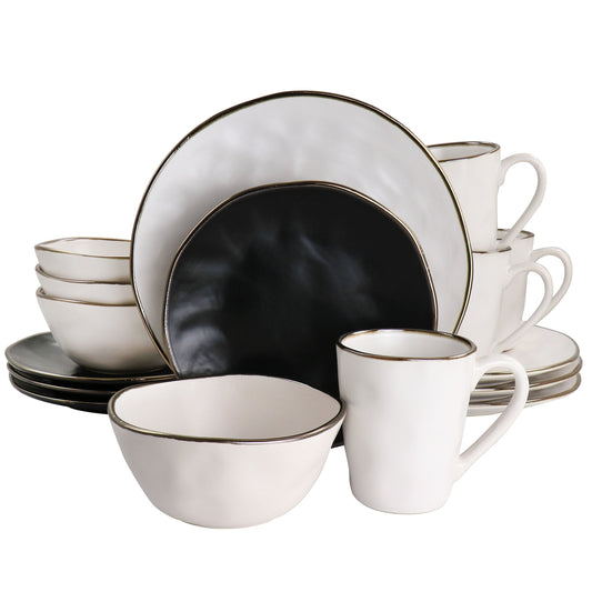 Service de table en grès martelé, 16 pièces, assorti