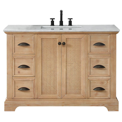 Meuble-lavabo Hervas avec plateau en marbre naturel sans miroir