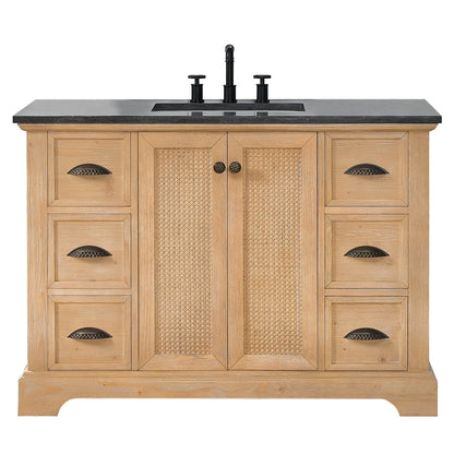 Meuble-lavabo Hervas avec plateau en marbre naturel sans miroir