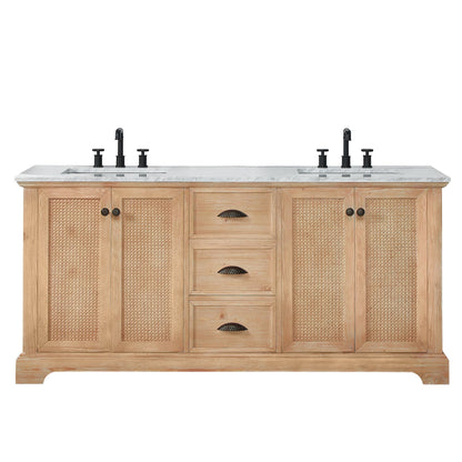 Meuble-lavabo Hervas avec plateau en marbre naturel sans miroir