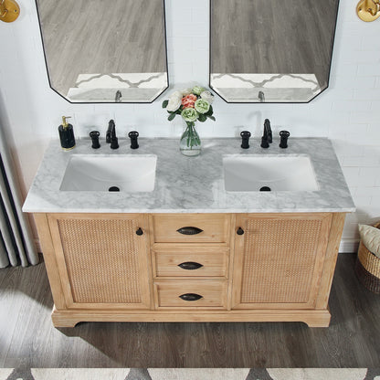 Meuble-lavabo Hervas avec plateau en marbre naturel sans miroir