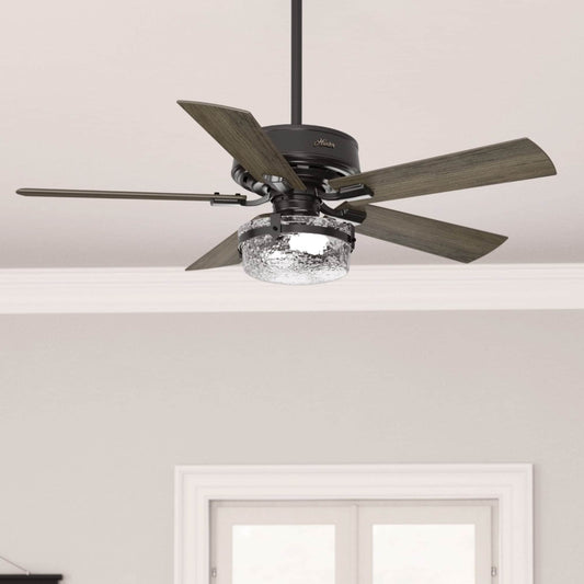 Ventilateur de plafond intérieur/extérieur Hunter 52 Canyon Ridge, éclairage LED, télécommande portable - Style campagnard, rustique, industriel