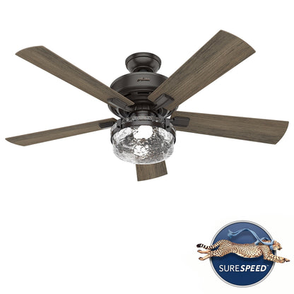 Ventilateur de plafond intérieur/extérieur Hunter 52 Canyon Ridge, éclairage LED, télécommande portable - Style campagnard, rustique, industriel