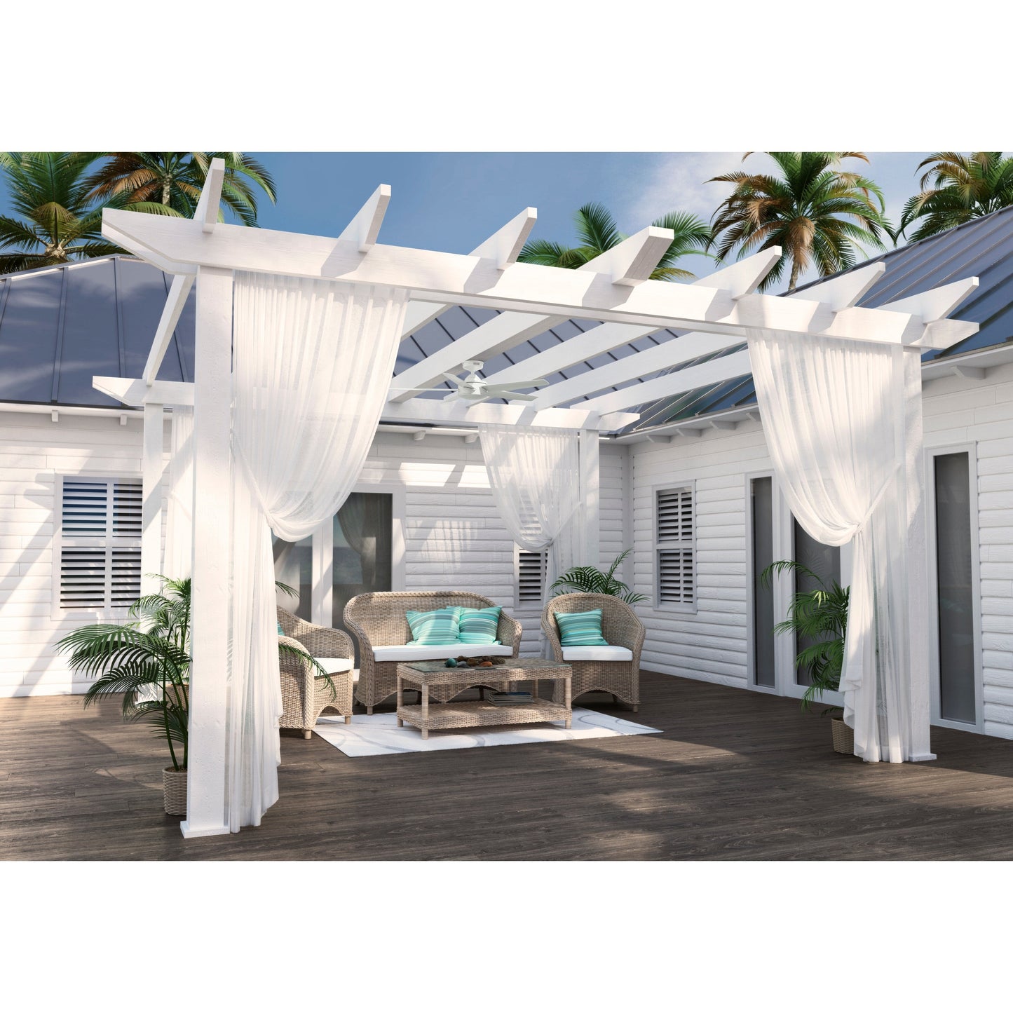 Ventilateur de plafond intérieur/extérieur Hunter 52 Shorebreak WeatherMax avec commande murale - Résistant aux intempéries, au sel et à la corrosion