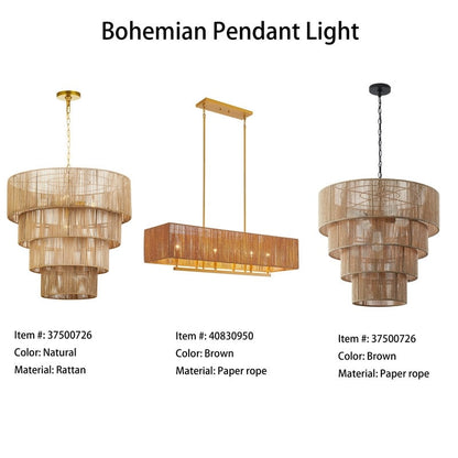 Suspension bohème KAWOTI largeur 26, 5 lumières, 4 niveaux