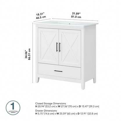 Meuble-lavabo Key West 32 W avec lavabo par Bush Furniture