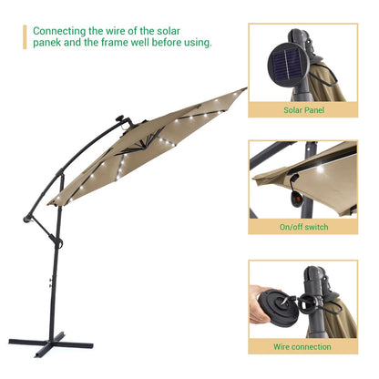 Parasol de terrasse déporté à LED LIVOOSUN de 10 pieds avec base croisée