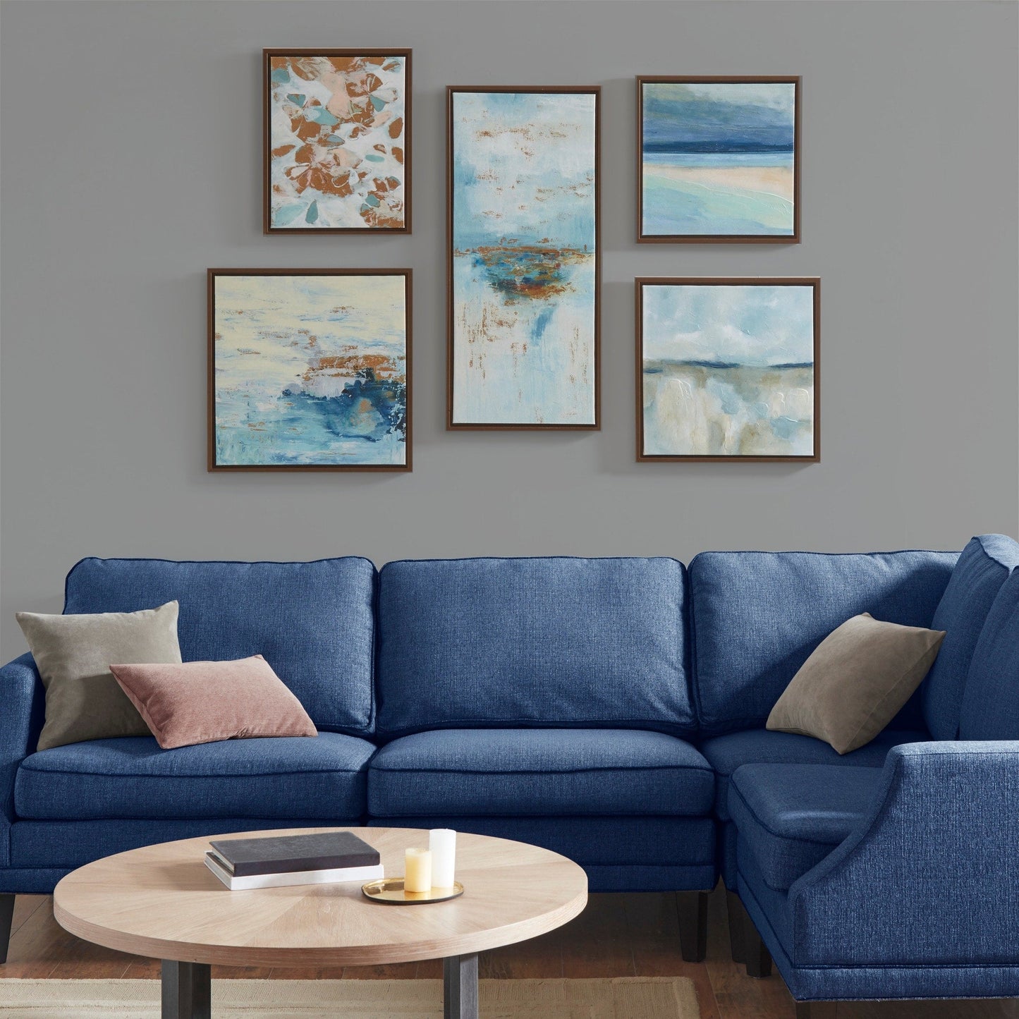 Ensemble de 5 toiles encadrées Madison Park Blue Horizon