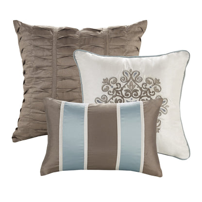 Ensemble de couette 7 pièces Madison Park Lorraine Blue Jacquard