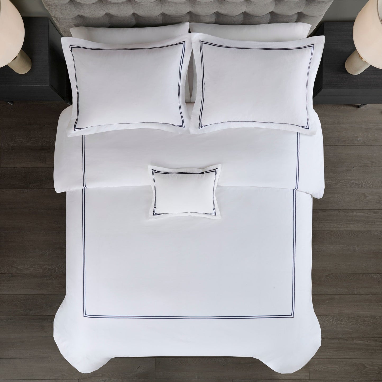 Parure de lit Madison Park Signature 500 fils au pouce carré, 100 % satin de coton brodé, collection de luxe