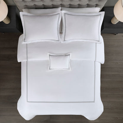 Parure de lit Madison Park Signature 500 fils au pouce carré, 100 % satin de coton brodé, collection de luxe