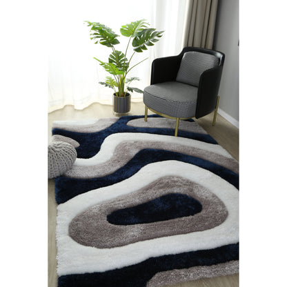Tapis à poils longs Mateos au design abstrait