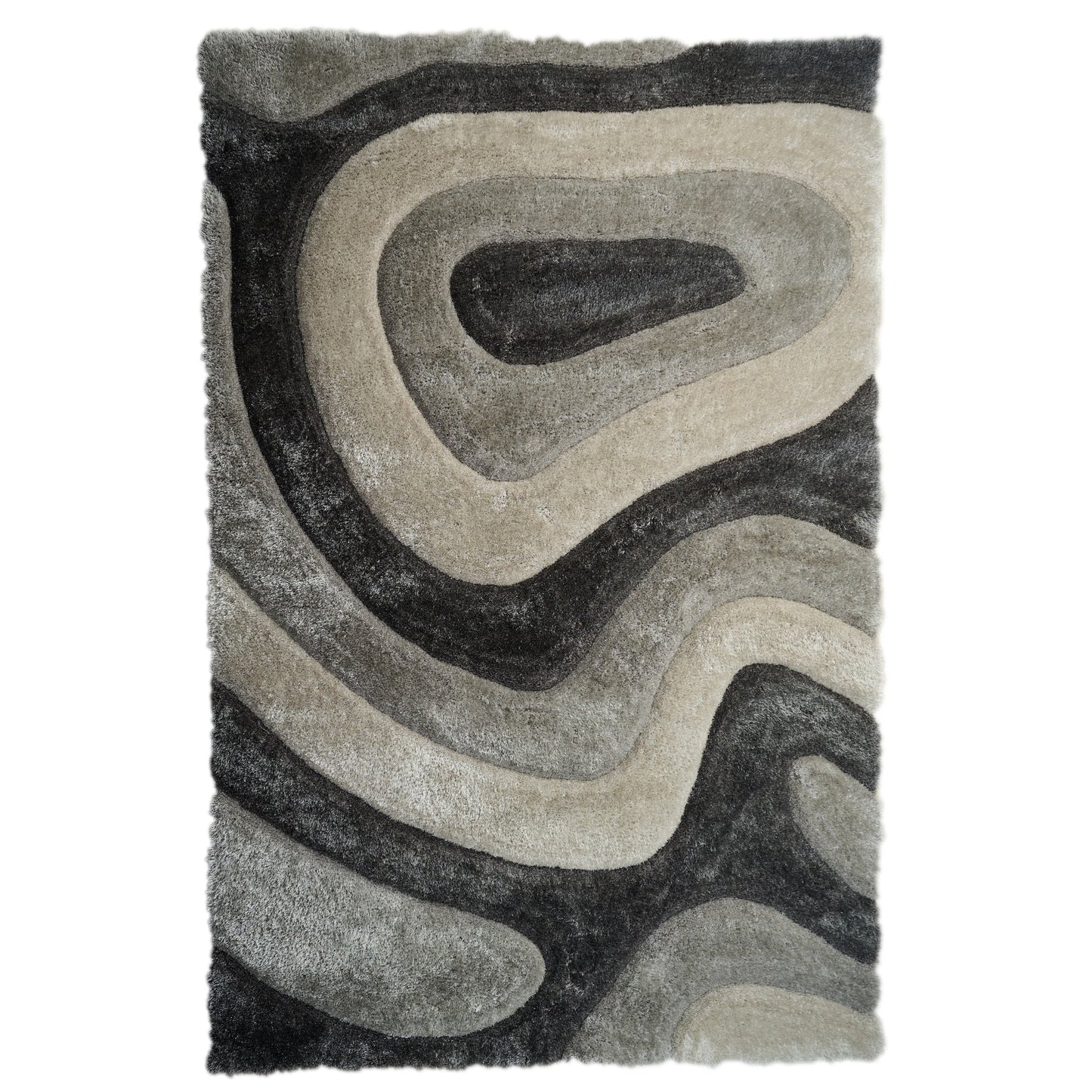 Tapis à poils longs Mateos au design abstrait