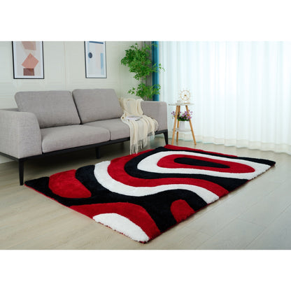 Tapis à poils longs Mateos au design abstrait