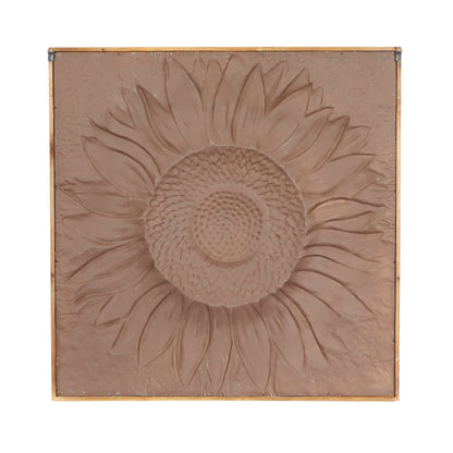 Décoration murale en métal motif tournesol floral avec détails en relief - Gris - Roche River Decor
