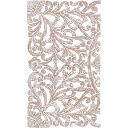 Décoration murale à 3 panneaux en bois naturel sculpté à la main Norma Floral 48 x 28 pouces