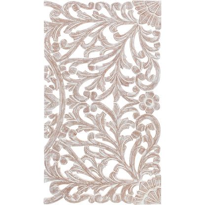 Décoration murale à 3 panneaux en bois naturel sculpté à la main Norma Floral 48 x 28 pouces