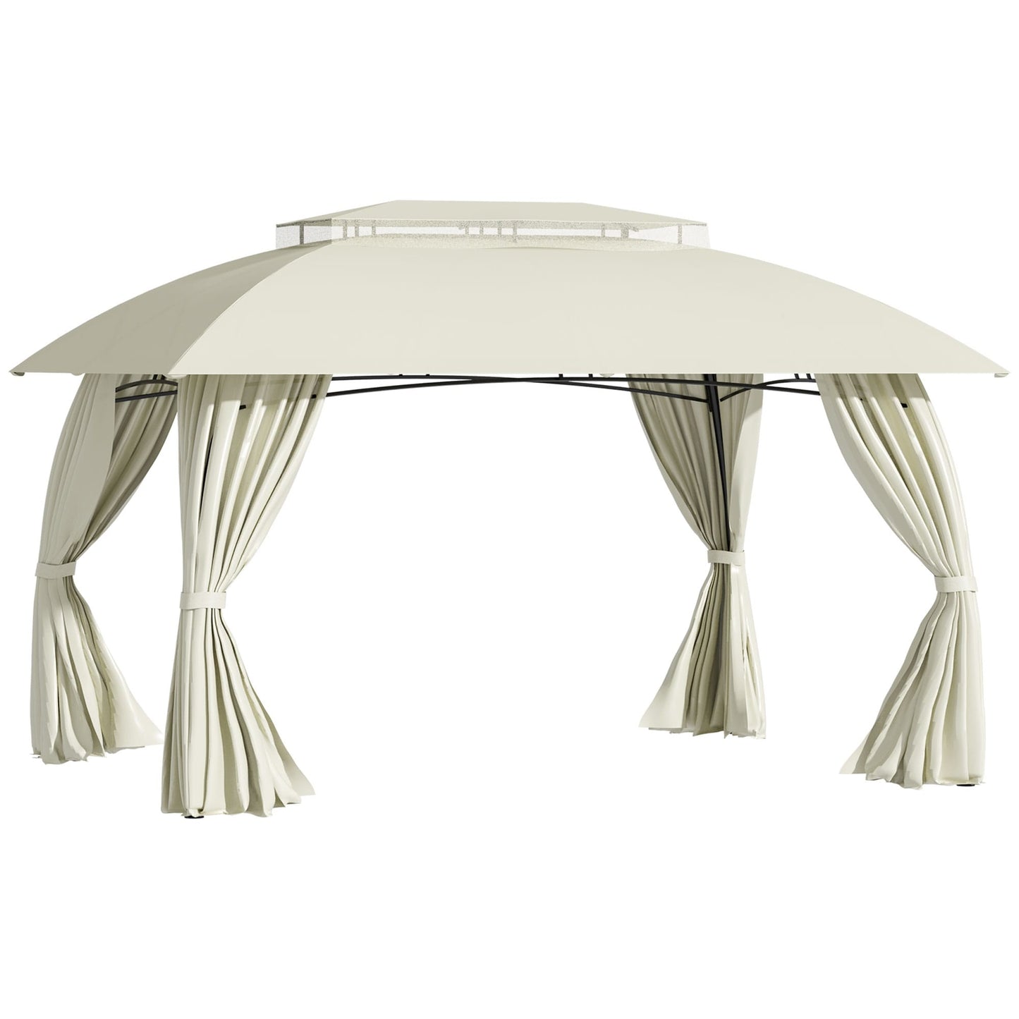 Gazebo de terrasse Outsunny 10' x 13', abri d'extérieur avec parois latérales, toit à double ventilation et structure en acier