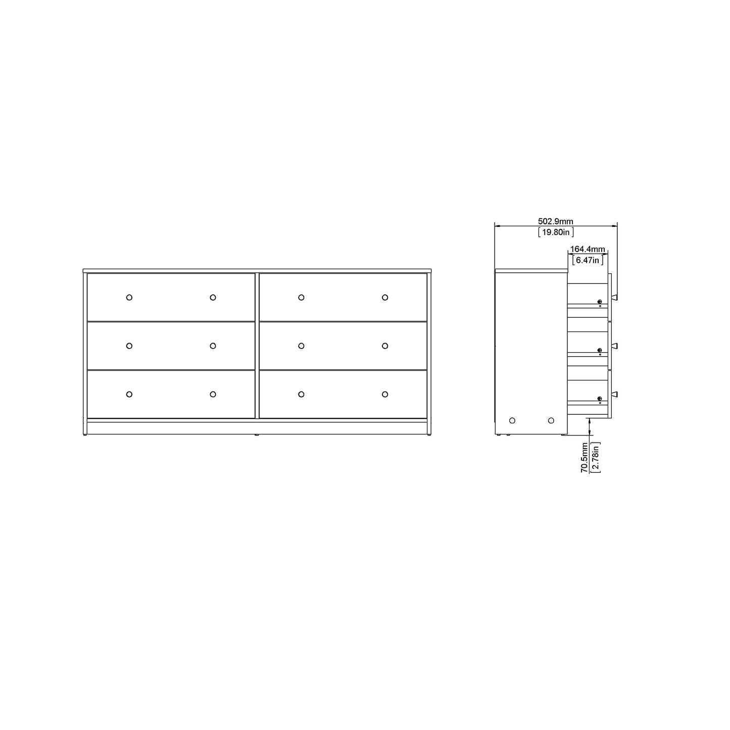 Porch &amp; Den Zoe Commode double à 6 tiroirs
