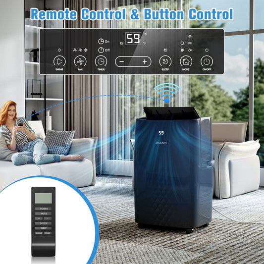 Climatiseur portatif avec chauffage – 12 000 BTU de refroidissement et 10 000 BTU de chauffage pour pièces jusqu'à 700 pi²