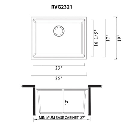 Évier de buanderie sous plan Ruvati epiRock Workstation 25 pouces, blanc chaud - RVG2321WB