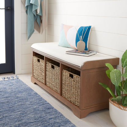 Banc de rangement SAFAVIEH Eola gris/blanc - 47 x 16,1 x 19,9 - 47 L x 16 P x 20 H