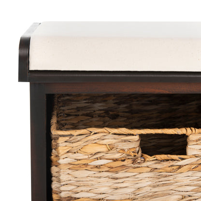 Banc de rangement tressé marron Euphemia de SAFAVIEH - 33,5 x 16,1 x 19,9 - 34 L x 16 P x 20 H