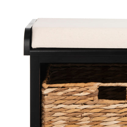 Banc de rangement tressé marron Euphemia de SAFAVIEH - 33,5 x 16,1 x 19,9 - 34 L x 16 P x 20 H