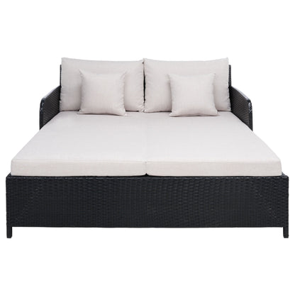 Lit de repos d'extérieur SAFAVIEH Taniyah en osier avec oreiller et coussins - 53 L x 28 P x 62 H