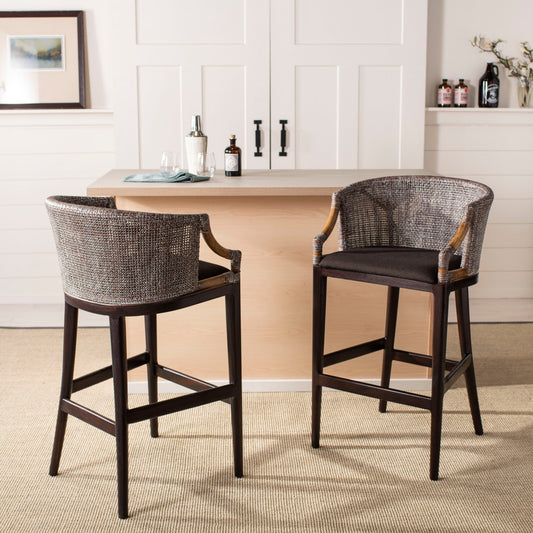 Tabouret de bar en rotin SAFAVIEH Virona de 76 cm (22,3 po l x 20,5 po l x 39 po H)