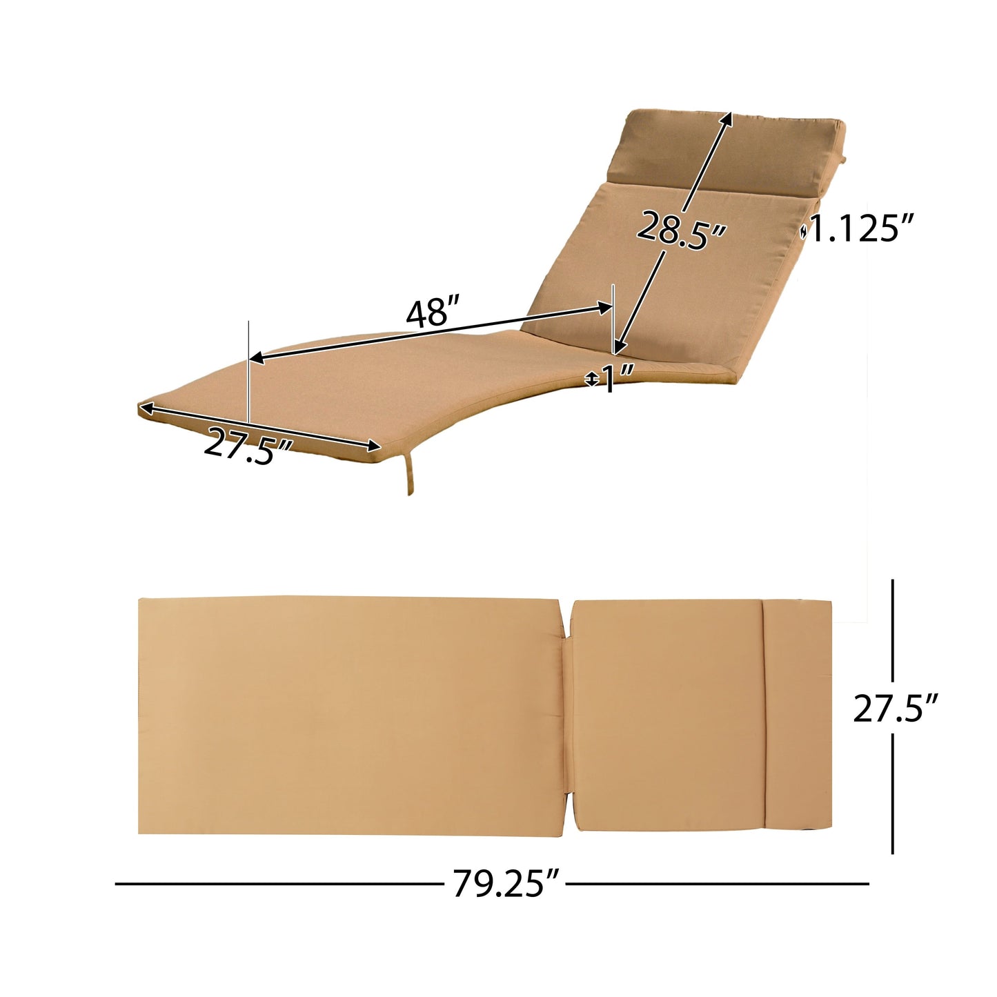 Ensemble de coussins d'extérieur Salem pour chaise longue - Coussins uniquement (lot de 2) par Christopher Knight Home - 79,25 L x 27,50 l x 1,50 H
