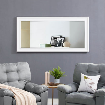 Grand miroir sur toute la surface, miroir surdimensionné, cadre en imitation bois lisse, miroir rectangulaire à suspendre au mur