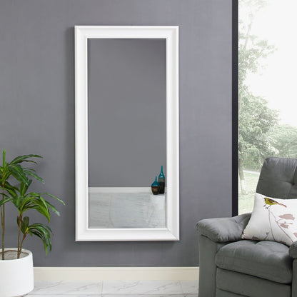 Grand miroir sur toute la surface, miroir surdimensionné, cadre en imitation bois lisse, miroir rectangulaire à suspendre au mur