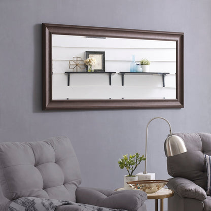 Grand miroir sur toute la surface, miroir surdimensionné, cadre en imitation bois lisse, miroir rectangulaire à suspendre au mur