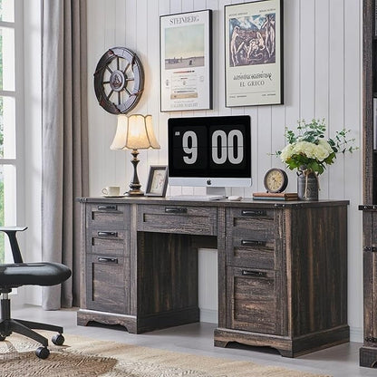 Bureau exécutif Farmhouse 60, bureau en bois pour la maison, bureau d'ordinateur