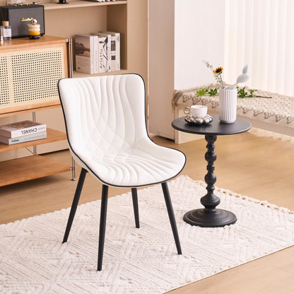 Lot de 2 chaises de salle à manger modernes en cuir rembourré sans accoudoirs
