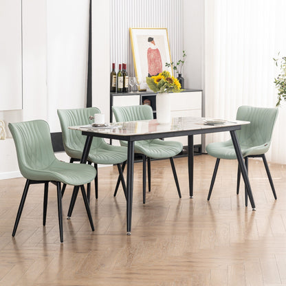 Lot de 2 chaises de salle à manger modernes en cuir rembourré sans accoudoirs