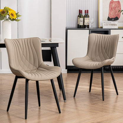 Lot de 2 chaises de salle à manger modernes en cuir rembourré sans accoudoirs
