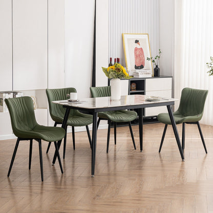 Lot de 2 chaises de salle à manger modernes en cuir rembourré sans accoudoirs