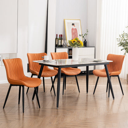 Lot de 2 chaises de salle à manger modernes en cuir rembourré sans accoudoirs